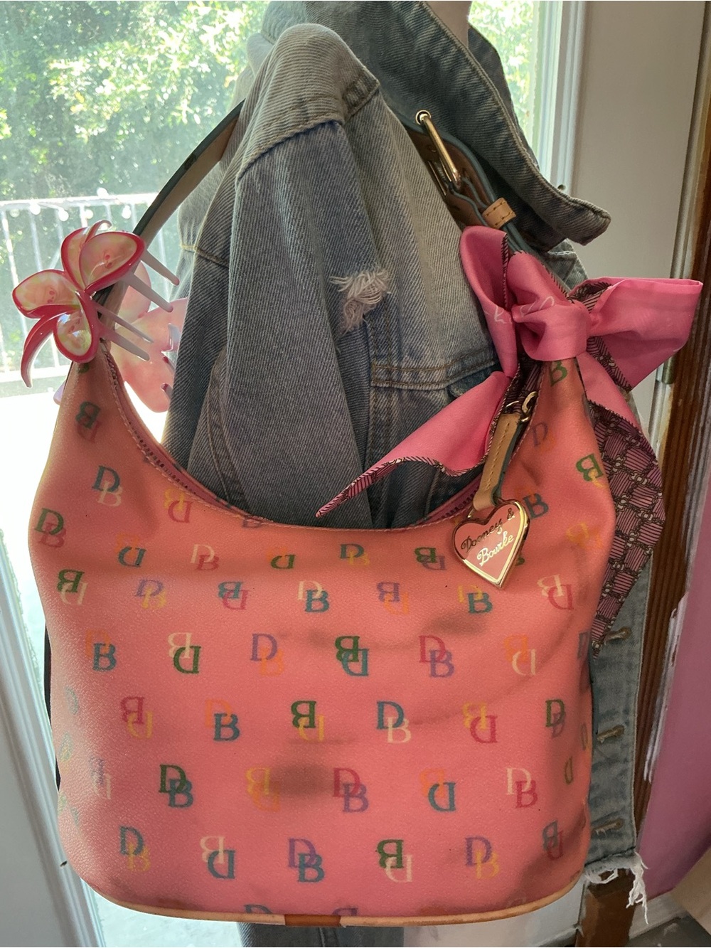 Dooney & Bourke Pink Multicolor Monogram Hobo - Picture 2 of 4